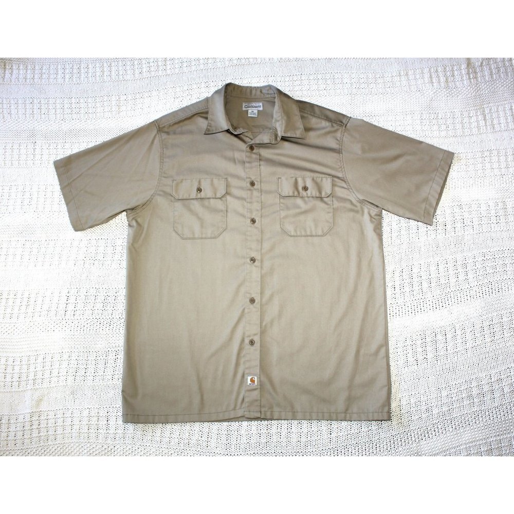 CARHARTT men Work shirt Size XL Short Sleeves Button front Outdoor Grey color
